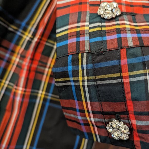 J.Crew Fresco Top with Jewel Buttons in Stewart Tartan - Picture 11 of 11